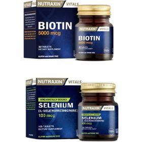 Nutraxin Biotin 5000 mcg 30 Tablet + Selenium 100 mcg 100 Tablet
