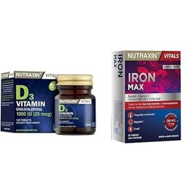 Nutraxin D3 Vitamin 1000 IU 25 mcg 120 Tablet + Iron Max 17 mg 30 Tablet