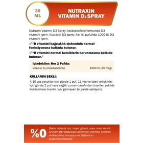 Nutraxin D3 Vitamini 1000 IU 30 ml Sprey