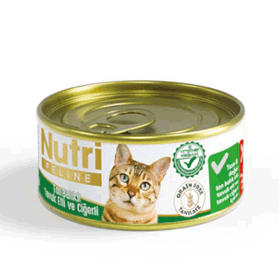 Nutri 85 gr Kıyılmış Ton Balıklı Ciğerli ve Tavuk Etli Tahılsız Yetişkin Kedi Konservesi