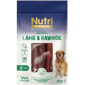 Nutri Canin 80 gr Rawhide Kuzu Eti Sarılı Burgu Kemik Köpek Ödülü