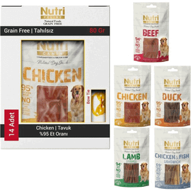 Nutri Canin Tahılsız %94 Et Oranlı 14X80 gr Karışık Köpek Ödül Maması