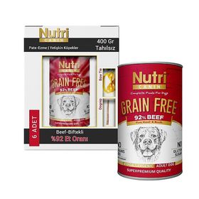 Nutri Canin Tahılsız ve Biftekli 6x400 gr Köpek Konserve