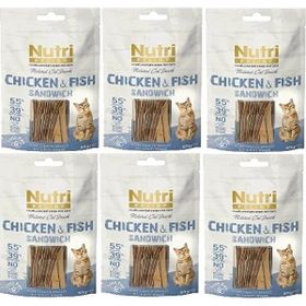 Nutri Feline 6 Adet %95 Tavuk ve Balık Etli Snack 50 gr Kedi Ödül Maması