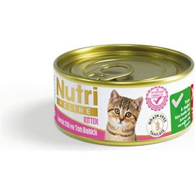 Nutri Feline 6x85 gr Kıyılmış Tavuk Etli ve Ton Balıklı Tahılsız Yavru Kedi Konservesi