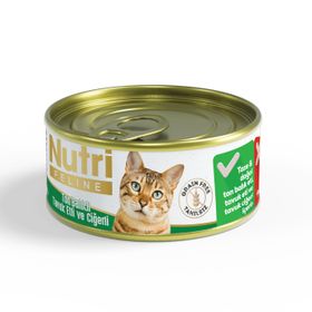 Nutri Feline 85 gr Tahılsız Ton Balıklı Tavuk Etli Ciğerli Kedi Konservesi