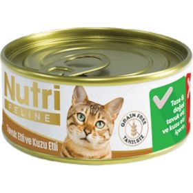 Nutri Feline Grain Free Chicken Pate with Lamb Adult Cat Tahılsız Tavuk ve Kuzu Etli Yetişkin Kediler İçin 85 gr Yaş Kedi Maması