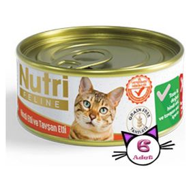 Nutri Feline Hindi Etli ve Tavşan Etli Tahılsız 6x85 gr Yaş Kedi Mama