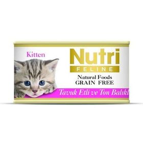 Nutri Feline Kitten Tavuk Etli ve Ton Balıklı Tahılsız 70 gr Yavru Kedi Konservesi
