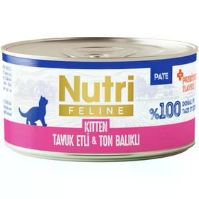 Nutri Feline Kitten Tavuk Etli ve Ton Balıklı Tahılsız 70 gr Yavru Kedi Konservesi