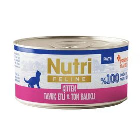 Nutri Feline Kitten Tavuk Etli ve Ton Balıklı Tahılsız 70 gr Yavru Kedi Konservesi