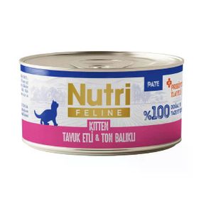 Nutri Feline Kitten Tavuk Etli ve Ton Balıklı Tahılsız 70 gr Yavru Kedi Konservesi