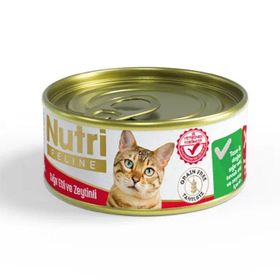 Nutri Feline Kıyılmış Sığır Etli ve Zeytinli Tahılsız 85 gr Yetişkin Kedi Konservesi