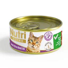 Nutri Feline Kıyılmış Tavuk Etli ve Hindi Etli Tahılsız 85 gr Yetişkin Kedi Konservesi