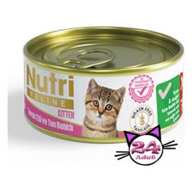Nutri Feline NF Tahılsız Tavuk Etli Ton Balıklı 24x85 gr Yavru Yaş Kedi Mama