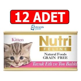 Nutri Feline Tahılsız Tavuk Etli ve Ton Balıklı Kitten Yavru 12x85 gr Kedi Yaş Maması