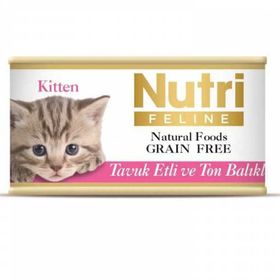 Nutri Feline Tahılsız Tavuk Etli ve Ton Balıklı Kitten Yavru 85 gr Kedi Yaş Maması