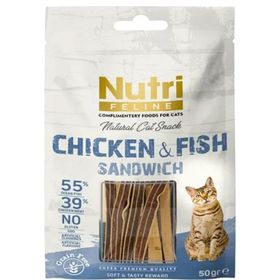 Nutri Feline Tavuk Balık Etli Sandivic Tahılsız 50 gr Kedi Ödülü