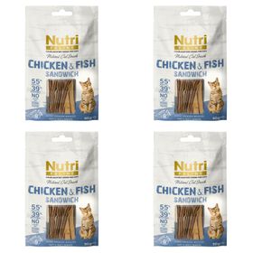 Nutri Feline Tavuk & Balık Etli Sandviç Tahılsız Nutri Feline 50 gr 4 Adet Kedi Ödülü