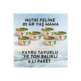 Nutri Feline Tavuk Etli Ton Balıklı 6x85 gr Yavru Kedi Konserve Yaş Mama