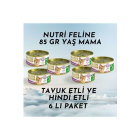 Nutri Feline Tavuk Etli ve Hindi Etli Tahılsız Yetişkin 6x85 gr Yaş Mama