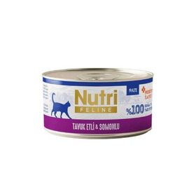 Nutri Feline Tavuk Etli ve Somonlu Tahılsız Prebiyotik İlaveli Ezme 70 gr Yetişkin Kedi Konservesi