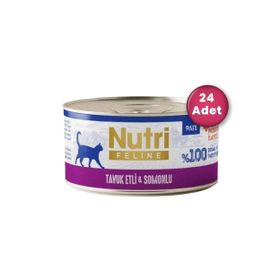 Nutri Feline Tavuk Etli ve Somonlu Tahılsız Prebiyotik İlaveli Ezme 70 gr Yetişkin Kedi Konservesi