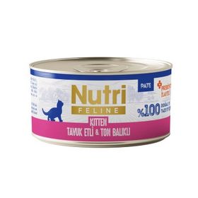 Nutri Feline Tavuk Etli ve Ton Balıklı Tahılsız Prebiyotikli Ezme 70 gr Yavru Kedi Konservesi