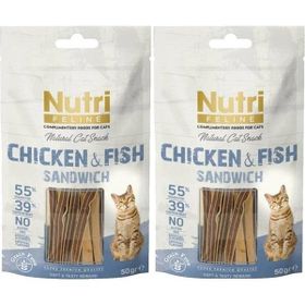 Nutri Feline Tavuk ve Balık Etli Snack 2x50 gr Kedi Ödül Maması