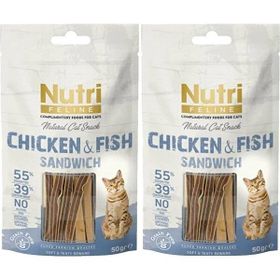 Nutri Feline Tavuk ve Balık Etli Snack 2x50 gr Kedi Ödül Maması