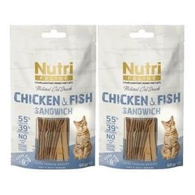 Nutri Feline Tavuk ve Balık Etli Snack 2x50 gr Kedi Ödül Maması