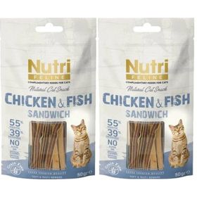 Nutri Feline Tavuk ve Balık Etli Snack 2x50 gr Kedi Ödül Maması