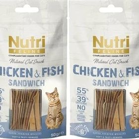Nutri Feline Tavuk ve Balık Etli Snack 2x50 gr Kedi Ödül Maması