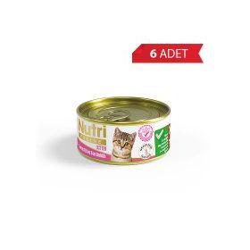 Nutri Feline Tavuk ve Ton Balıklı Tahılsız Prebiyotikli Ezme 6x70 gr Yavru Kedi Konservesi