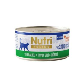 Nutri Feline Ton, Tavuk ve Ciğerli Probiyotikli Tahılsız 70 gr Kedi Konservesi