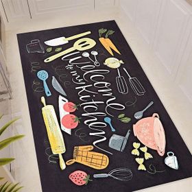 Nuvomon Desenli 80x150 cm Siyah Mutfak Halısı