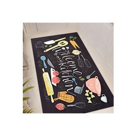 Nuvomon Desenli 80x150 cm Siyah Mutfak Halısı