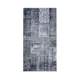 Nuvomon Patchwork Kadife Gri 80x150 cm Halı