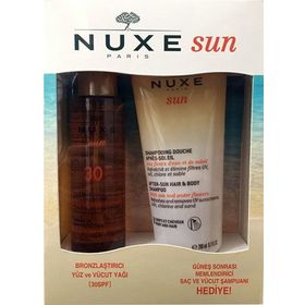 Nuxe Sun Huile Bronzante SPF 30 150 ml Vücut Yağı + After Sun 200 Şampuan