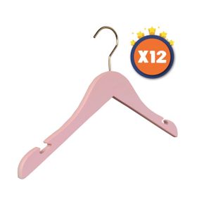Nyn Pembe Ahşap 12 Adet Bebek Elbise Askısı