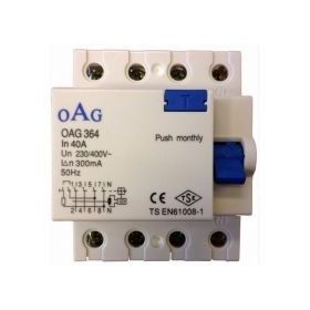 OAG 364 4x40 30 Mamp 4 Kutuplu Kaçak Akım Rölesi