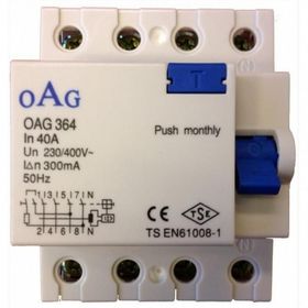 OAG 364 4x40 300 Mamp 4 Kutuplu Kaçak Akım Rölesi