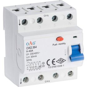 OAG 364 4x63 30 Mamp 4 Kutuplu Kaçak Akım Rölesi