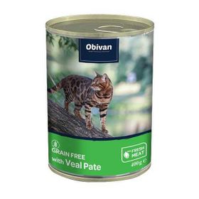 Obivan 12x400 gr Tahılsız Dana Etli Ezme Yetişkin Kedi Konservesi