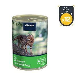 Obivan 12x400 gr Tahılsız Dana Etli Ezme Yetişkin Kedi Konservesi