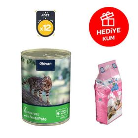 Obivan 12x400 gr Tahılsız Dana Etli Ezme Yetişkin Kedi Konservesi