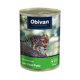 Obivan 12x400 gr Tahılsız Dana Etli Ezme Yetişkin Kedi Konservesi