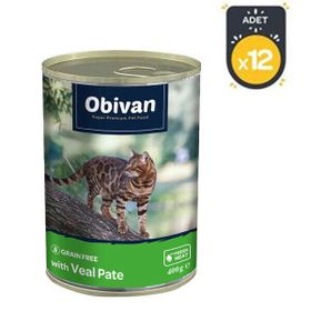 Obivan 12x400 gr Tahılsız Dana Etli Ezme Yetişkin Kedi Konservesi