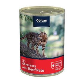 Obivan 12x400 gr Tahılsız Sığır Etli Ezme Yetişkin Kedi Konservesi