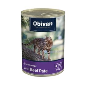Obivan 12x400 gr Tahılsız Sığır Etli Ezme Yetişkin Kedi Konservesi